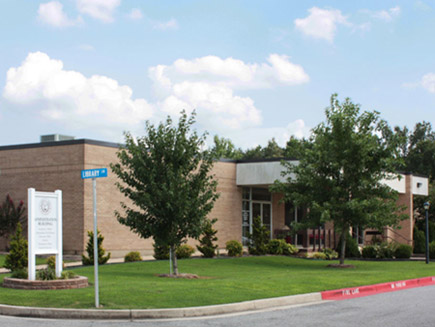 Image of The Administration Building is located near the south end of the Melbourne campus. It was constructed in 1975 and has been remodeled several times since then, now housing administrative offices, a student lounge area, cafeteria, library, the Automotive classroom and laboratory area, a Registered Nurse and Certified Nursing Assistant laboratory, and three classrooms, one of which is equipped to connect via compressed video to area high schools as well as to the Arkansas Rural Nursing Education Consortium.